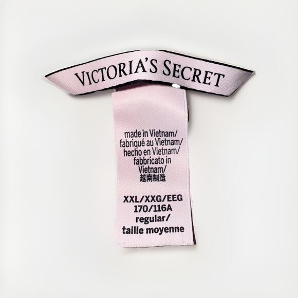 Victorias Secret 2XL Baby Pink Thermal Pajama Set Top Pants Waffle Cursive Print - Picture 3 of 9